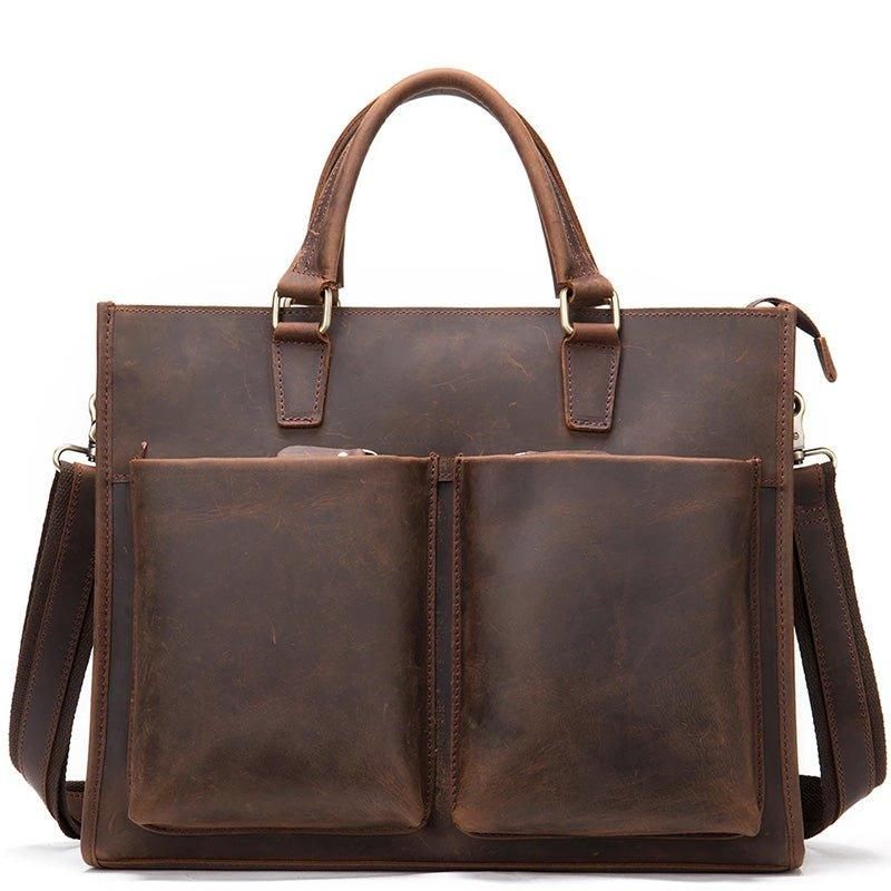 Porte-documents Cuir Pour Homme Avec 2 Poches Avant