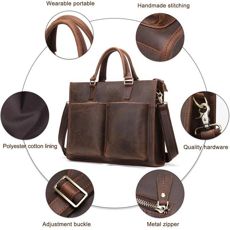Porte-documents Cuir Pour Homme Avec 2 Poches Avant