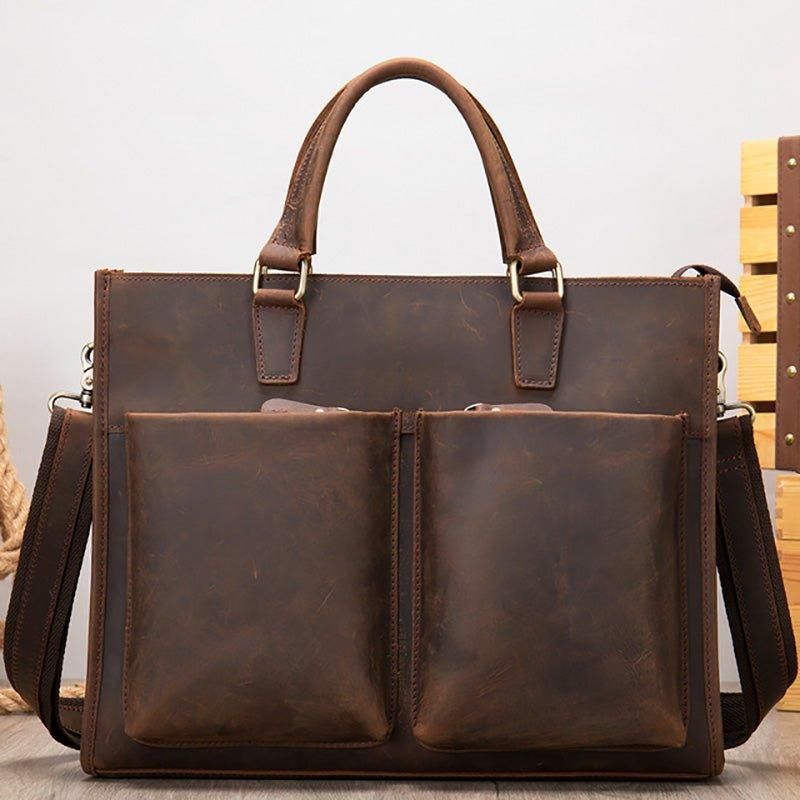 Porte-documents Cuir Pour Homme Avec 2 Poches Avant