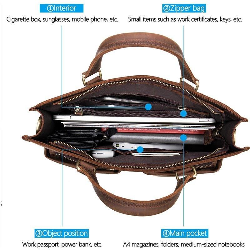Porte-documents Cuir Pour Homme Avec 2 Poches Avant