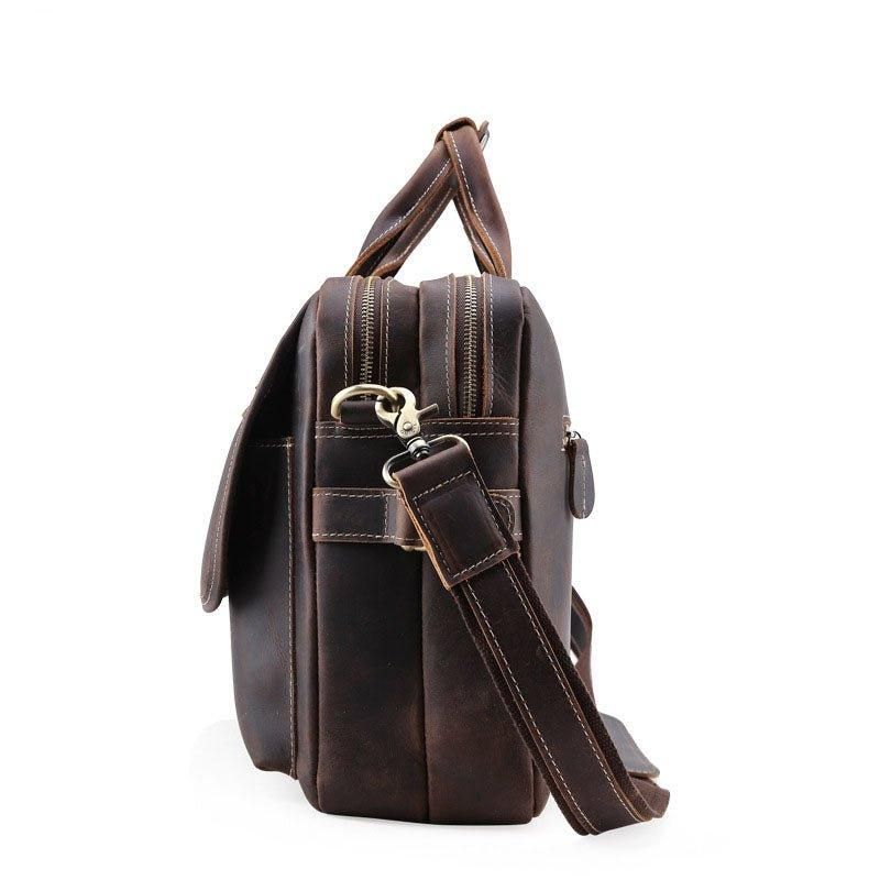 Porte-documents Cuir Pour Hommes Sac Messager 14 Pouces