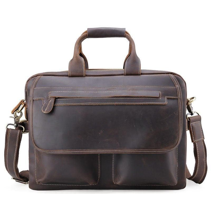 Porte-documents Cuir Pour Hommes Sac Messager 14 Pouces