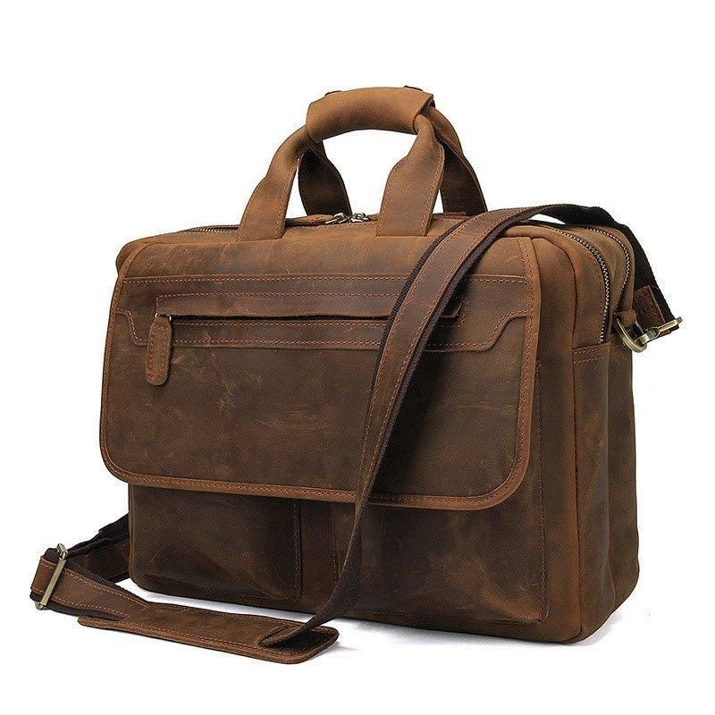 Porte-documents Cuir Pour Hommes Sac Messager 14 Pouces