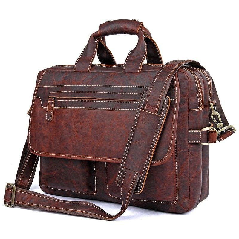 Porte-documents Cuir Pour Hommes Sac Messager 14 Pouces
