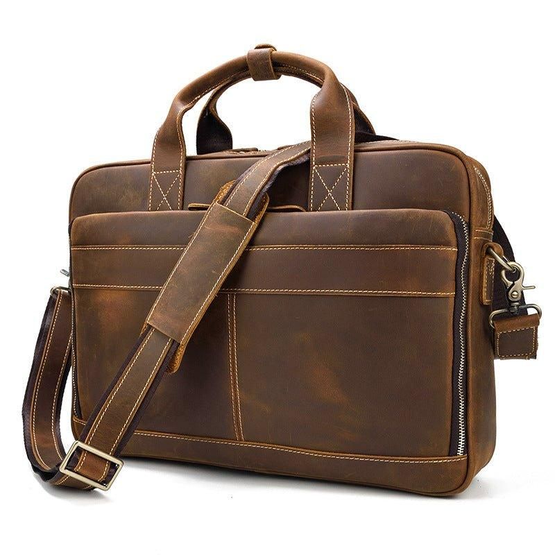 Porte-documents Cuir Pour Ordinateur Portable Marron 15 Pouces