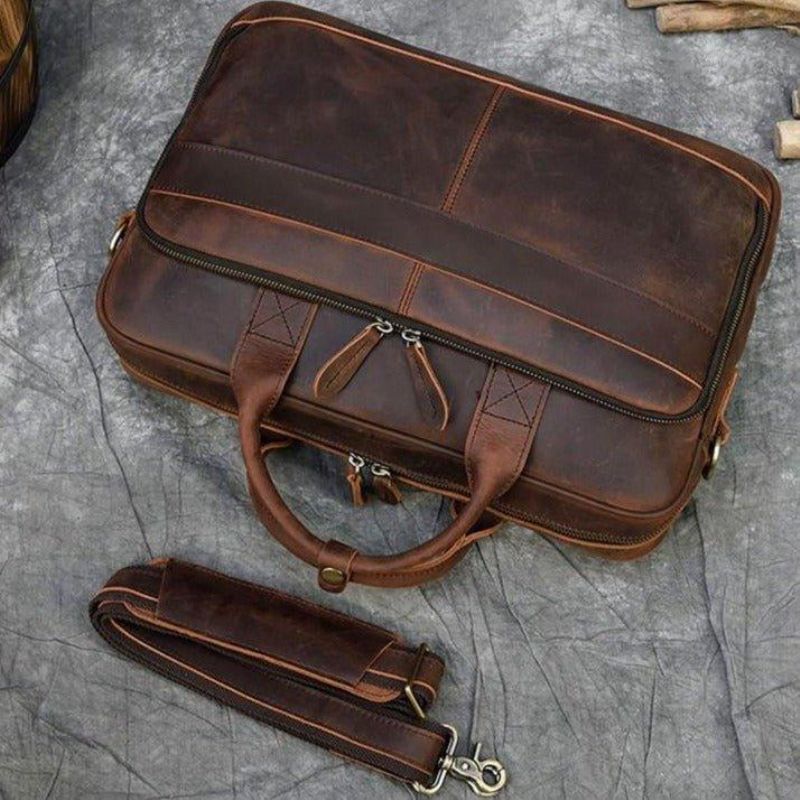 Porte-documents Cuir Pour Ordinateur Portable Marron 15 Pouces