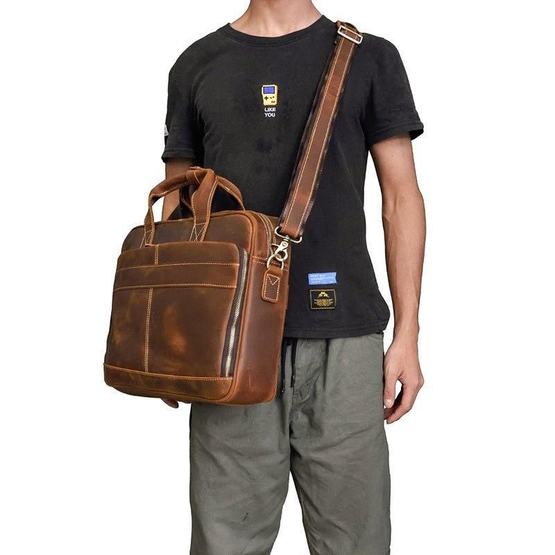 Porte-documents Cuir Pour Ordinateur Portable Marron 15 Pouces