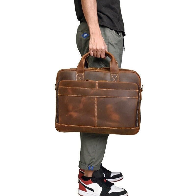 Porte-documents Cuir Pour Ordinateur Portable Marron 15 Pouces