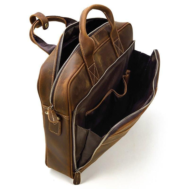 Porte-documents Cuir Pour Ordinateur Portable Marron 15 Pouces