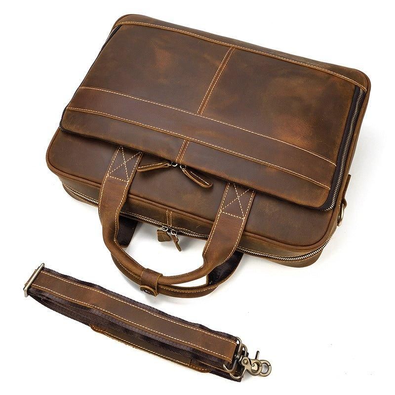 Porte-documents Cuir Pour Ordinateur Portable Marron 15 Pouces