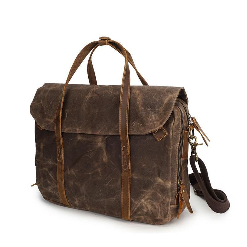 Porte-documents Pour Ordinateur Portable Hommes 14 Pouces Toile Cirée
