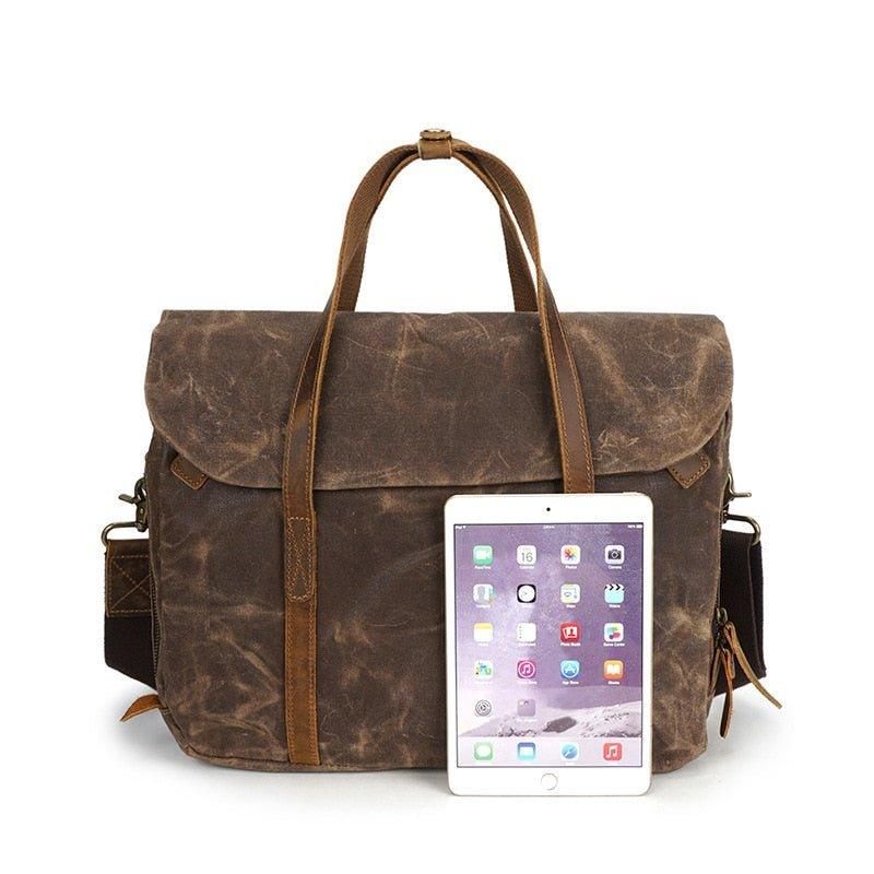 Porte-documents Pour Ordinateur Portable Hommes 14 Pouces Toile Cirée