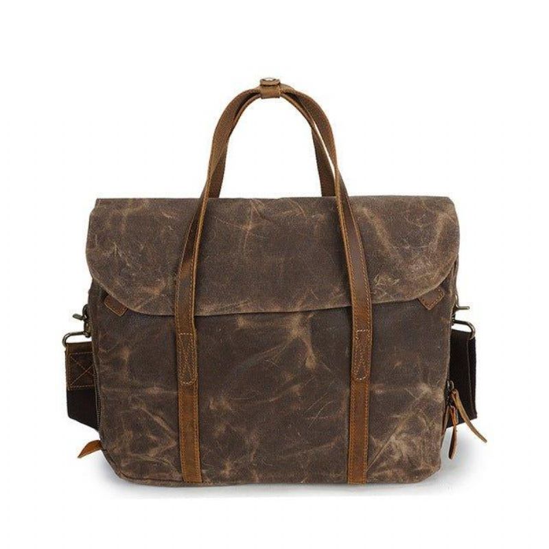 Porte-documents Pour Ordinateur Portable Hommes 14 Pouces Toile Cirée