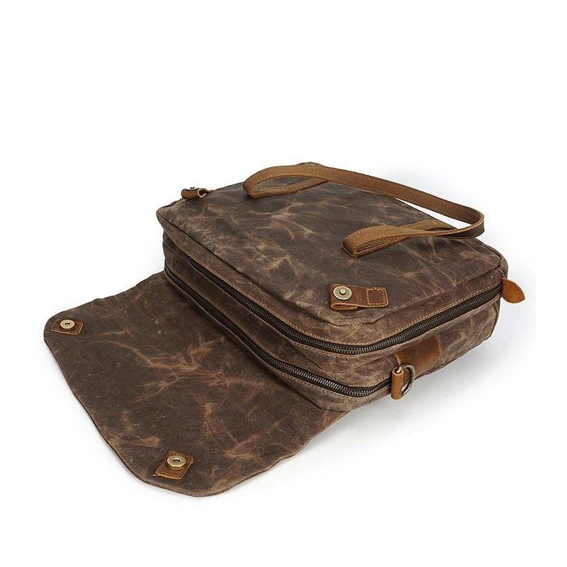 Porte-documents Pour Ordinateur Portable Hommes 14 Pouces Toile Cirée