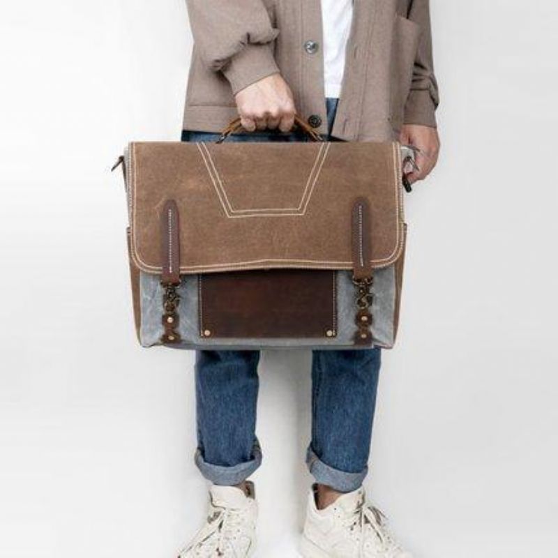 Porte-documents Toile Cirée Pour Hommes Ordinateur Portable