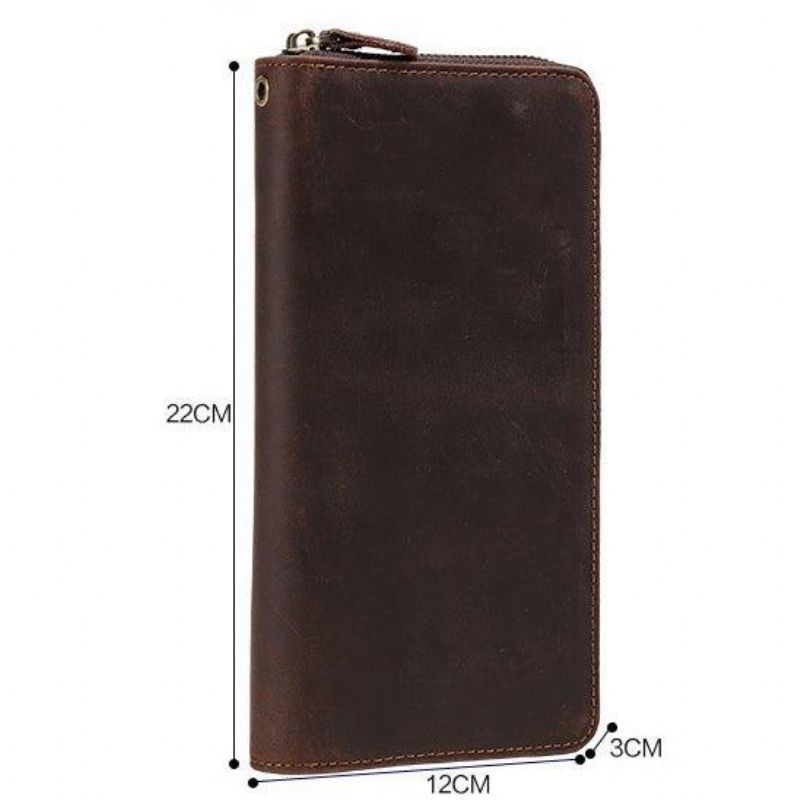 Portefeuilles Longs Cuir Crazy Horse Marron Pour Homme