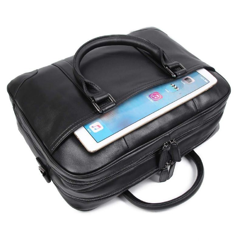 Sac D'affaires Porte-documents Pour Ordinateur Portable Homme Cuir 15.6 Pouces