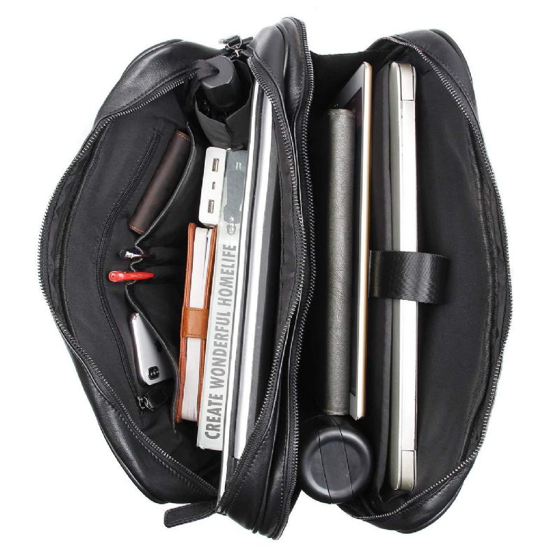 Sac D'affaires Porte-documents Pour Ordinateur Portable Homme Cuir 15.6 Pouces