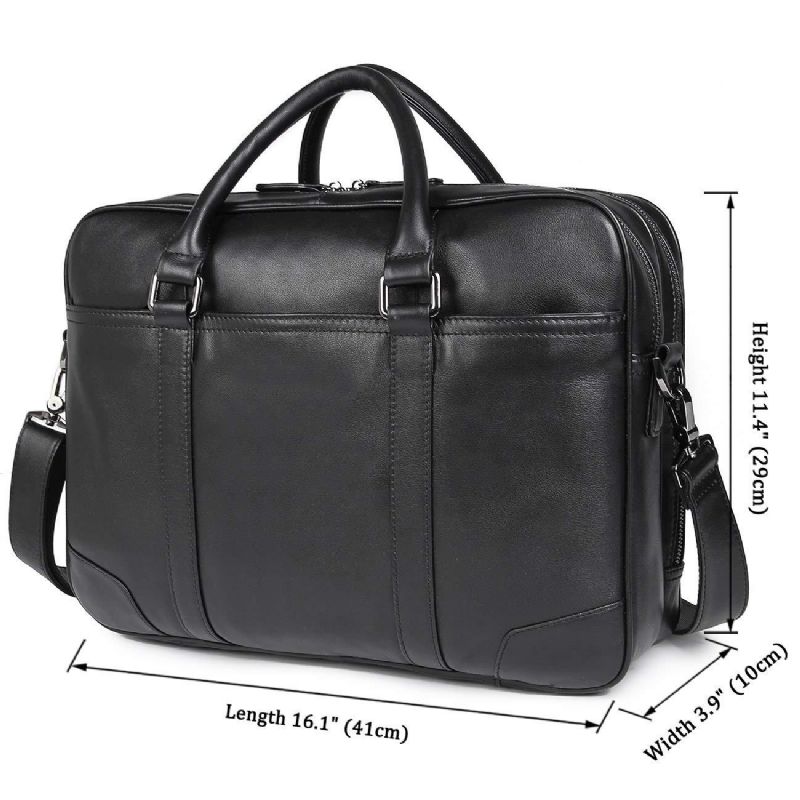 Sac D'affaires Porte-documents Pour Ordinateur Portable Homme Cuir 15.6 Pouces
