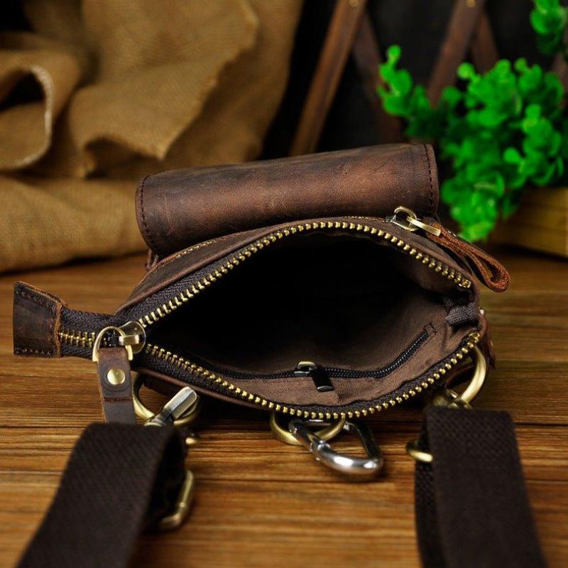 Sac Banane Cuir 7 Pouces À Jambe Tombante Avec Crochet