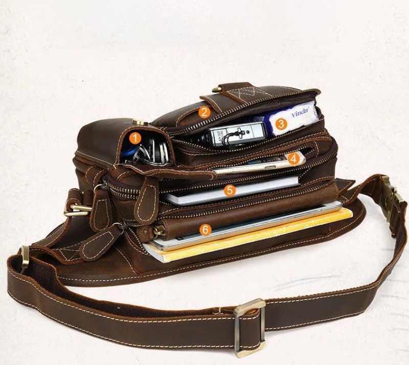 Sac Banane Cuir Avec 5 Poches Zippées