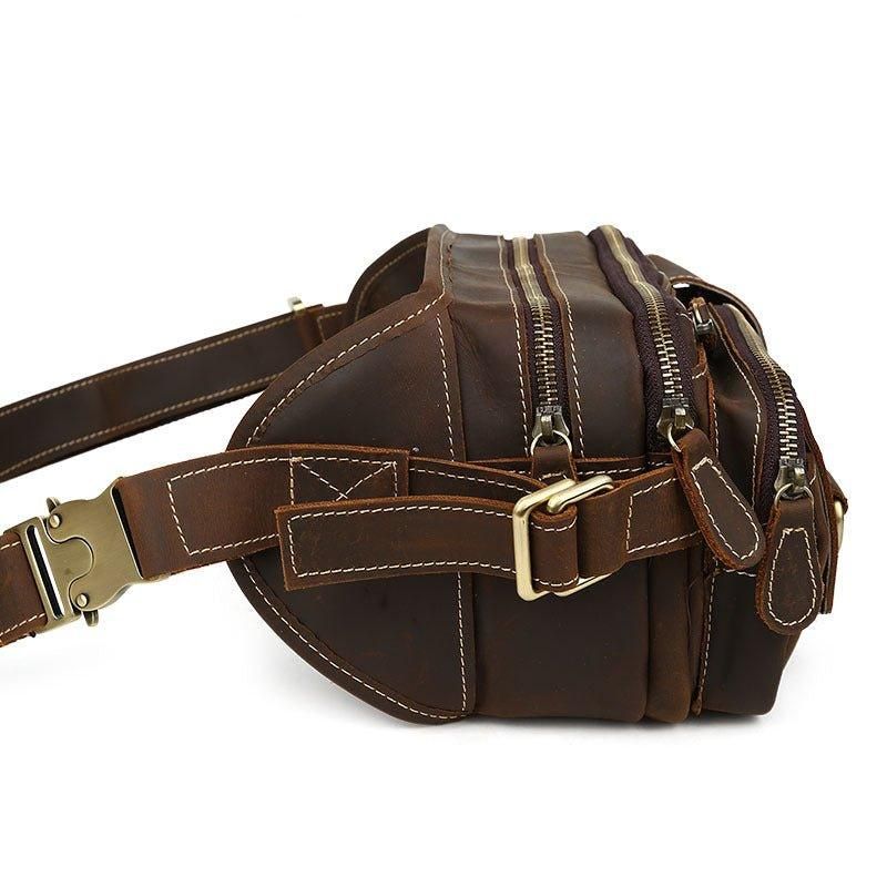 Sac Banane Cuir Avec 5 Poches Zippées