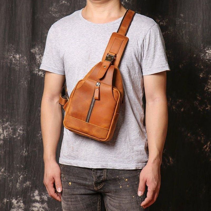 Sac À Bandoulière Cuir Pour Hommes Dos D'épaule Poitrine