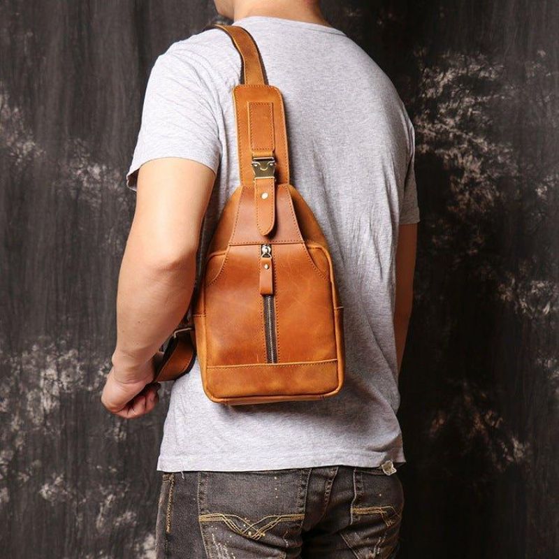 Sac À Bandoulière Cuir Pour Hommes Dos D'épaule Poitrine