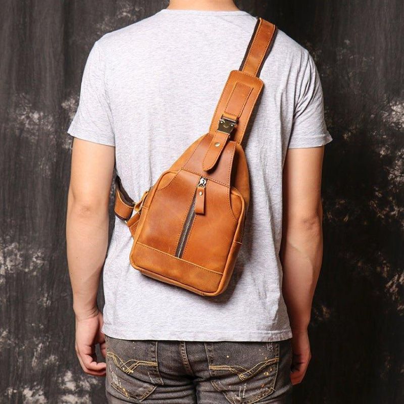 Sac À Bandoulière Cuir Pour Hommes Dos D'épaule Poitrine