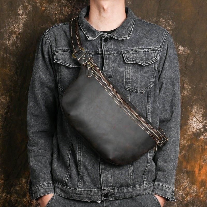 Sac À Bandoulière Cuir Vache Véritable Pour Homme