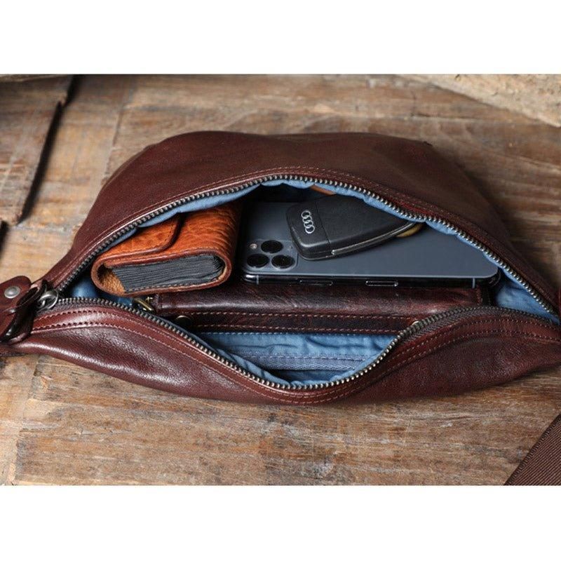 Sac À Bandoulière Cuir Véritable Pour Hommes