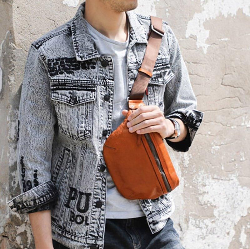 Sac À Bandoulière Cuir Véritable Pour Hommes