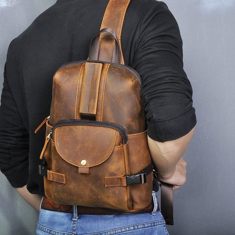 Sac À Bandoulière Cuir Véritable Vintage