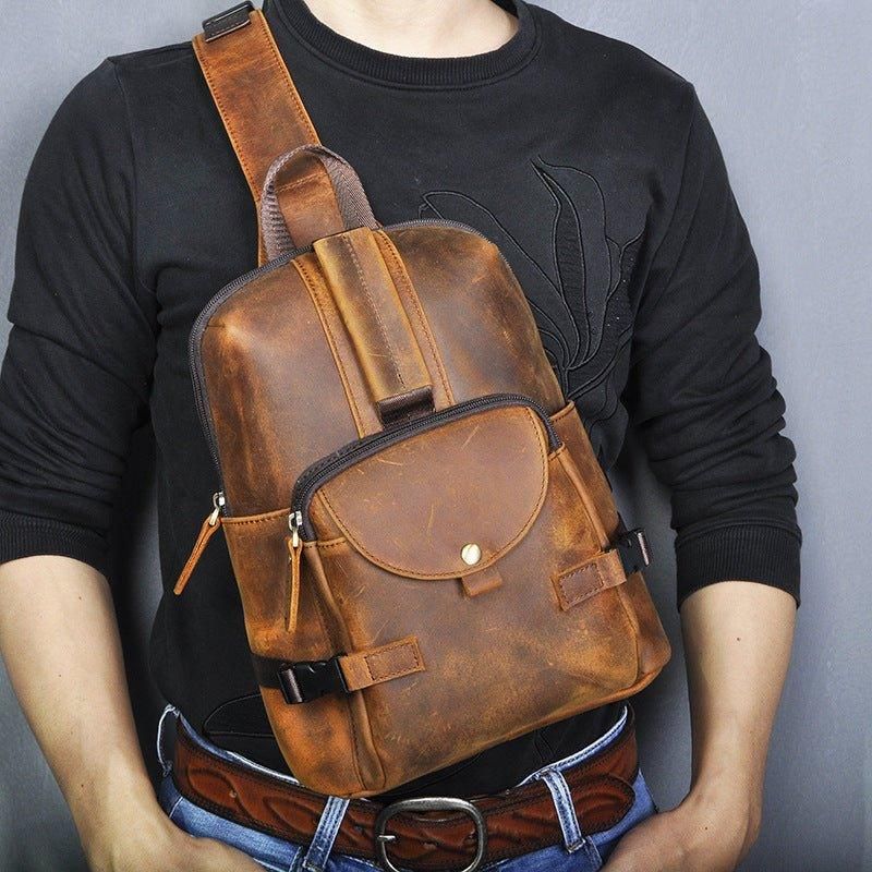 Sac À Bandoulière Cuir Véritable Vintage
