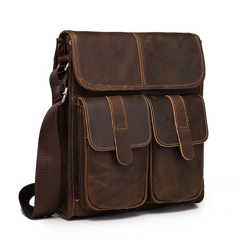 Sac À Bandoulière Messager Cuir Véritable Vintage