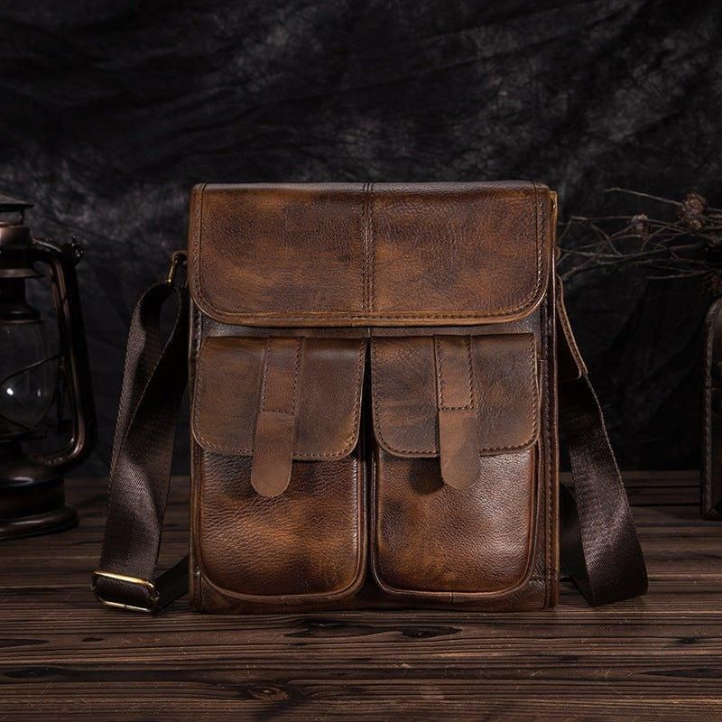 Sac À Bandoulière Messager Cuir Véritable Vintage