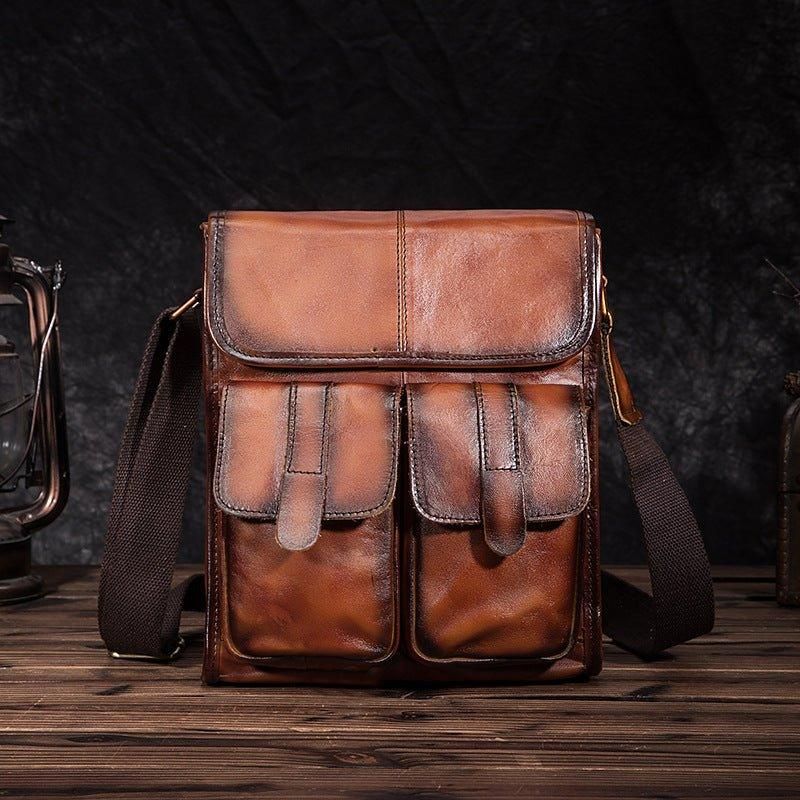 Sac À Bandoulière Messager Cuir Véritable Vintage