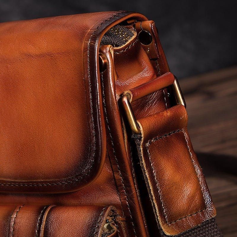 Sac À Bandoulière Messager Cuir Véritable Vintage