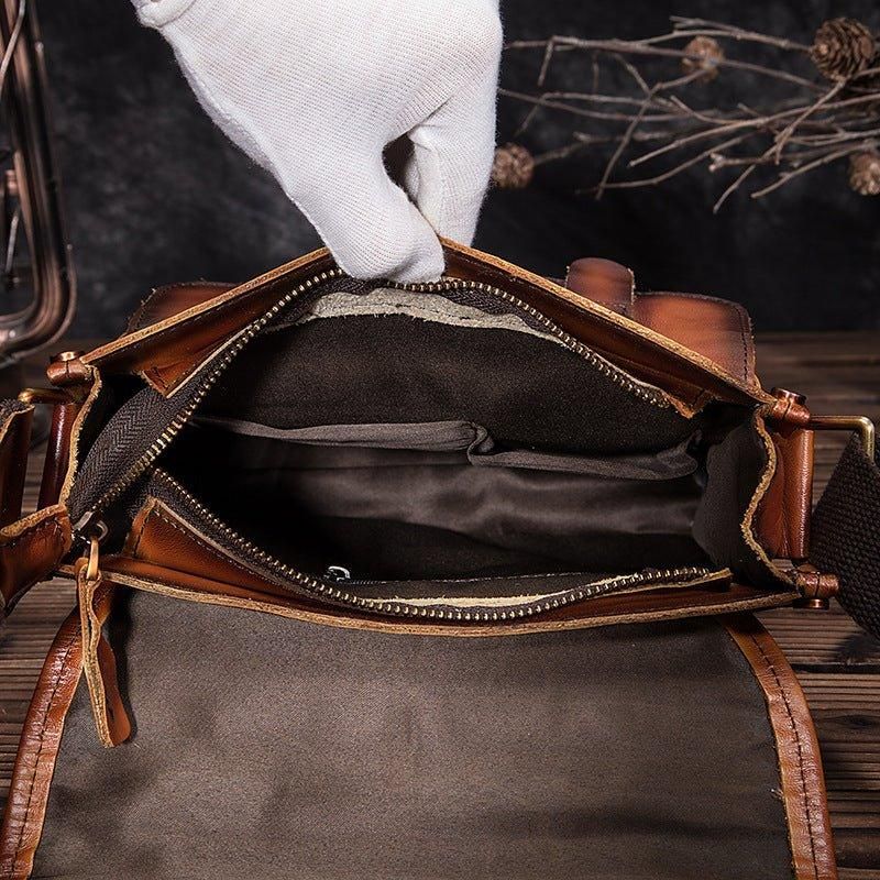 Sac À Bandoulière Messager Cuir Véritable Vintage