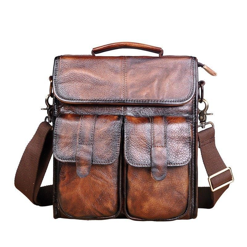 Sac À Bandoulière Messager Cuir Véritable Vintage