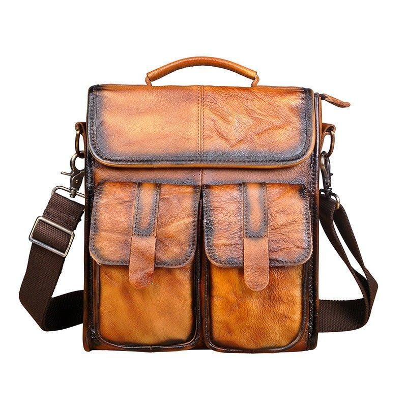 Sac À Bandoulière Messager Cuir Véritable Vintage