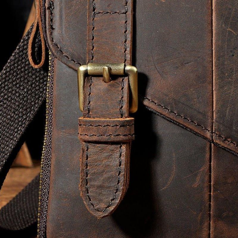 Sac À Bandoulière Messager Vintage Cuir Véritable Double Usage
