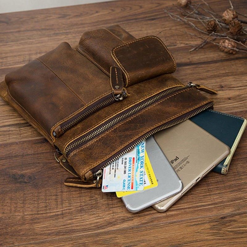 Sac À Bandoulière Vintage Cuir Véritable Pour Hommes