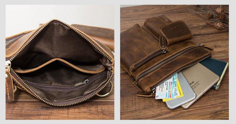 Sac À Bandoulière Vintage Cuir Véritable Pour Hommes
