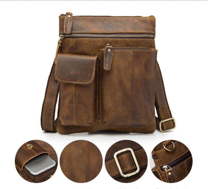 Sac À Bandoulière Vintage Cuir Véritable Pour Hommes