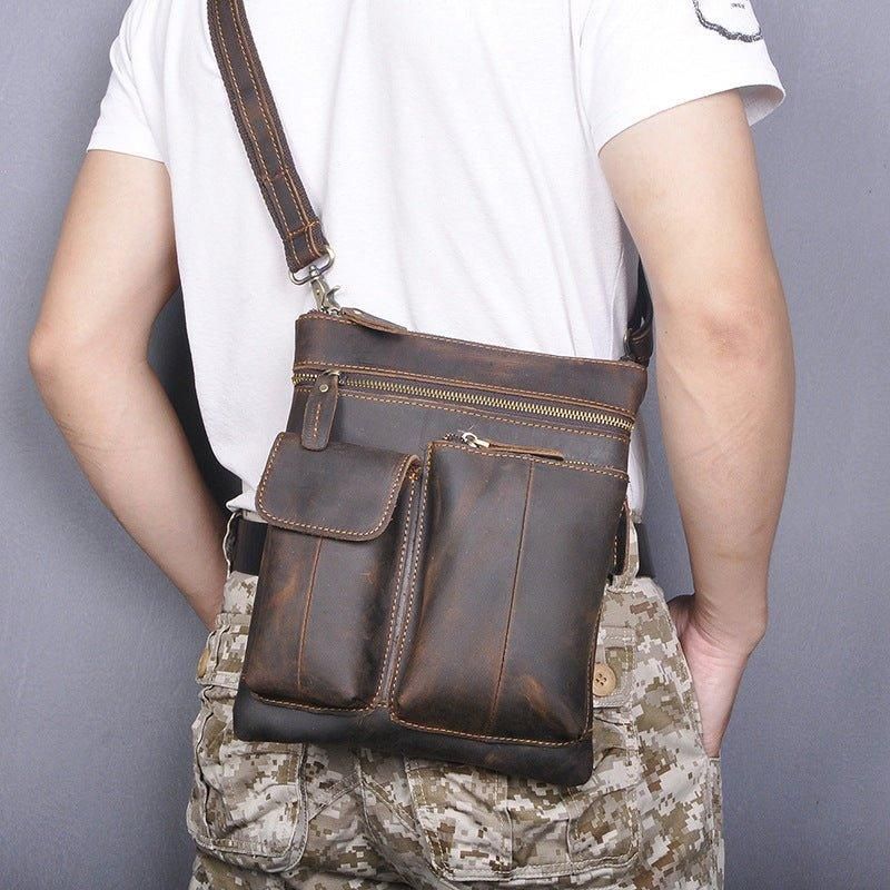 Sac À Bandoulière Vintage Cuir Véritable Pour Hommes