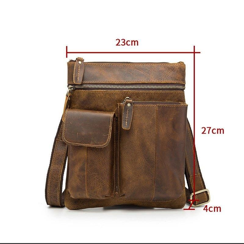 Sac À Bandoulière Vintage Cuir Véritable Pour Hommes