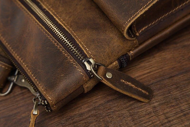 Sac À Bandoulière Vintage Cuir Véritable Pour Hommes