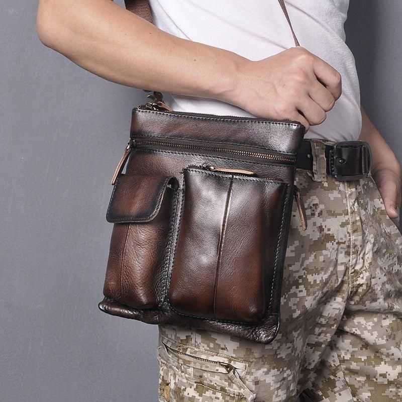 Sac À Bandoulière Vintage Cuir Véritable Pour Hommes