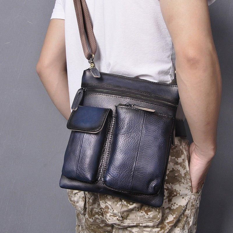 Sac À Bandoulière Vintage Cuir Véritable Pour Hommes